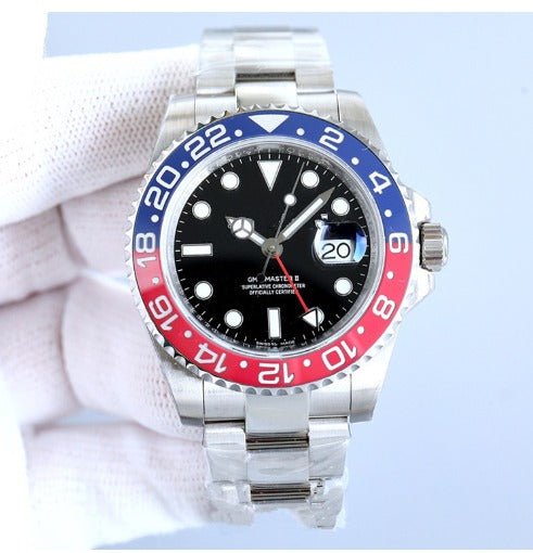 Rolex Gmt Master 2 Pepsi Fundo Preto+caixa Resist A Agua