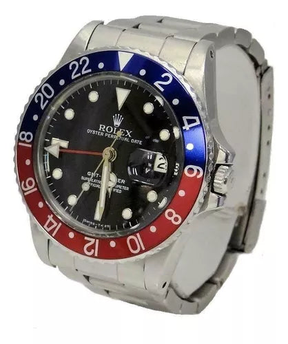 Rolex Gmt Master 2 Pepsi Fundo Preto+caixa Resist A Agua